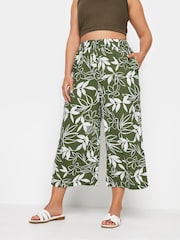 Yours Curve Green Green Leaf Print Cropped Trousers - Image 1 of 5