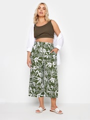 Yours Curve Green Green Leaf Print Cropped Trousers - Image 2 of 5
