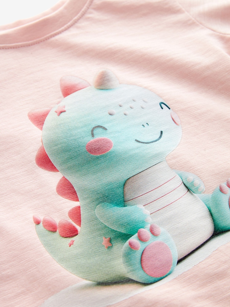 Pink Cute Dino 100% Cotton Short Sleeve T-Shirt (3mths-7yrs) - Image 3 of 3