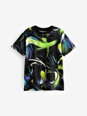 Black/Green Swirl Short Sleeve Graphic T-Shirt (3-16yrs) - Image 1 of 3