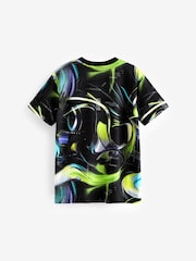 Black/Green Swirl Short Sleeve Graphic T-Shirt (3-16yrs) - Image 2 of 3