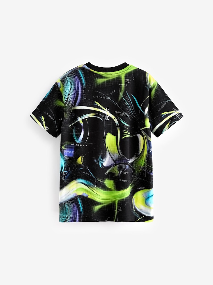 Black/Green Swirl Short Sleeve Graphic T-Shirt (3-16yrs) - Image 2 of 3 Black/Green Swirl Short Sleeve Graphic T-Shirt (3-16yrs) - Image 2 of 3