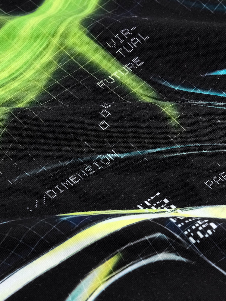 Black/Green Swirl Short Sleeve Graphic T-Shirt (3-16yrs) - Image 3 of 3