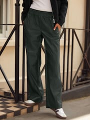 Green Faux Leather Track Wide Leg Trousers - Image 3 of 5