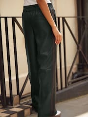 Green Faux Leather Track Wide Leg Trousers - Image 4 of 5