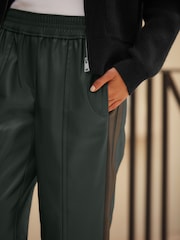 Green Faux Leather Track Wide Leg Trousers - Image 5 of 5