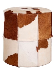 Interiors by Premier White Brown Kensington Townhouse Cowhide Hair-On-Leather Stool - Image 2 of 2