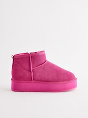 Pink Shower Repellent Suede Faux Fur Lined Platform Boots - Image 4 of 8