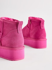 Pink Shower Repellent Suede Faux Fur Lined Platform Boots - Image 5 of 8