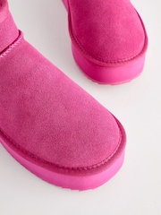 Pink Shower Repellent Suede Faux Fur Lined Platform Boots - Image 6 of 8