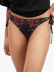AllSaints Black Embroidered Jamilia Bikini Bottoms - Image 2 of 5