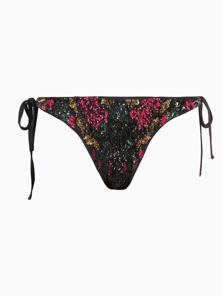 AllSaints Black Embroidered Jamilia Bikini Bottoms - Image 5 of 5