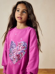 Pink Disco Heart Embellished Sweatshirt (3-16yrs) - Image 1 of 7