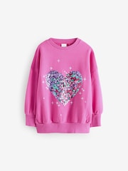 Pink Disco Heart Embellished Sweatshirt (3-16yrs) - Image 4 of 7