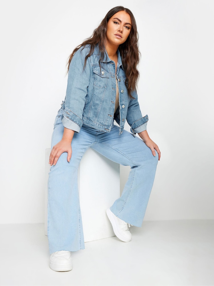 Yours Curve Blue Curve 100% Cotton Classic Denim Jacket - Image 2 of 4