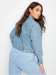 Yours Curve Blue Curve 100% Cotton Classic Denim Jacket - Image 3 of 4