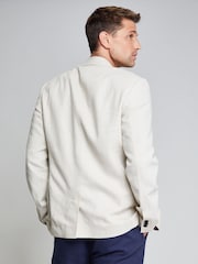 Threadbare Stone White Luxe Linen Blend Single Breasted Blazer - Image 2 of 5