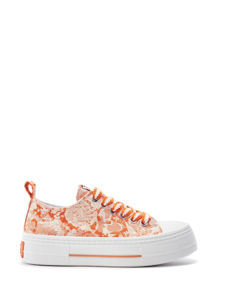 Moda in Pelle Orange Betta Woven Upper Chunky Trainers - Image 1 of 4