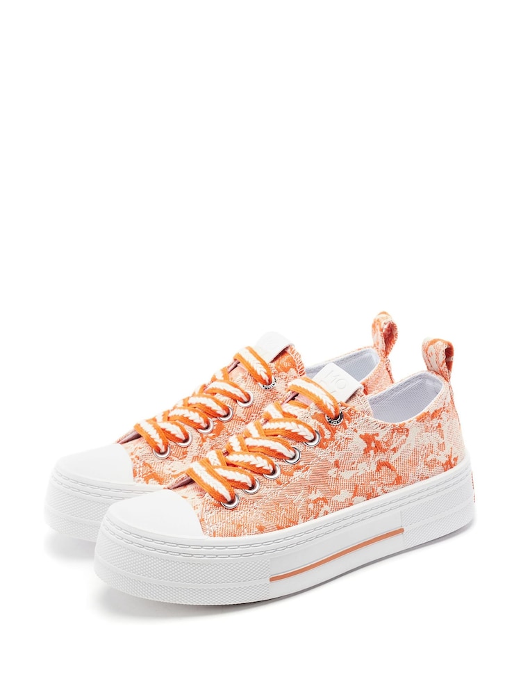Moda in Pelle Orange Betta Woven Upper Chunky Trainers - Image 2 of 4