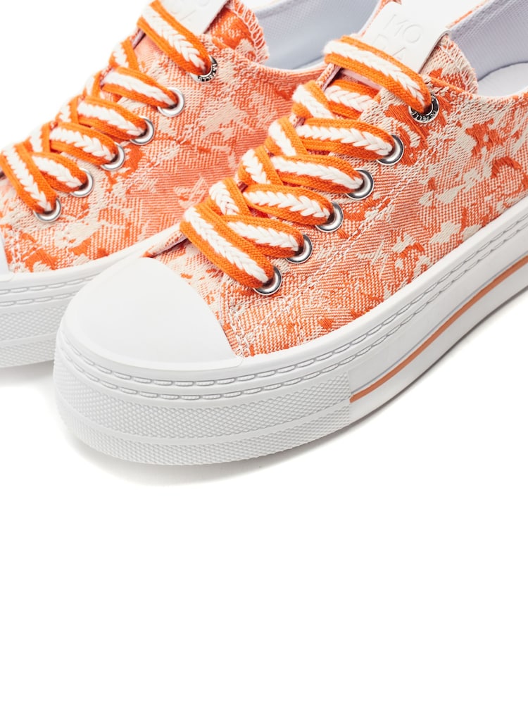 Moda in Pelle Orange Betta Woven Upper Chunky Trainers - Image 4 of 4
