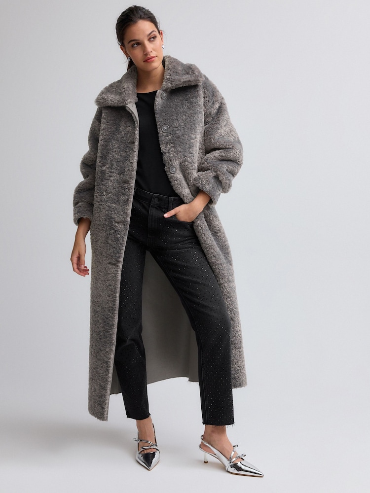 Grey Teddy Borg Coat - Image 1 of 6