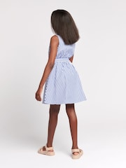 U.S. Polo Assn. Blue Girls Striped Sleeveless Shirt Dress - Image 3 of 6