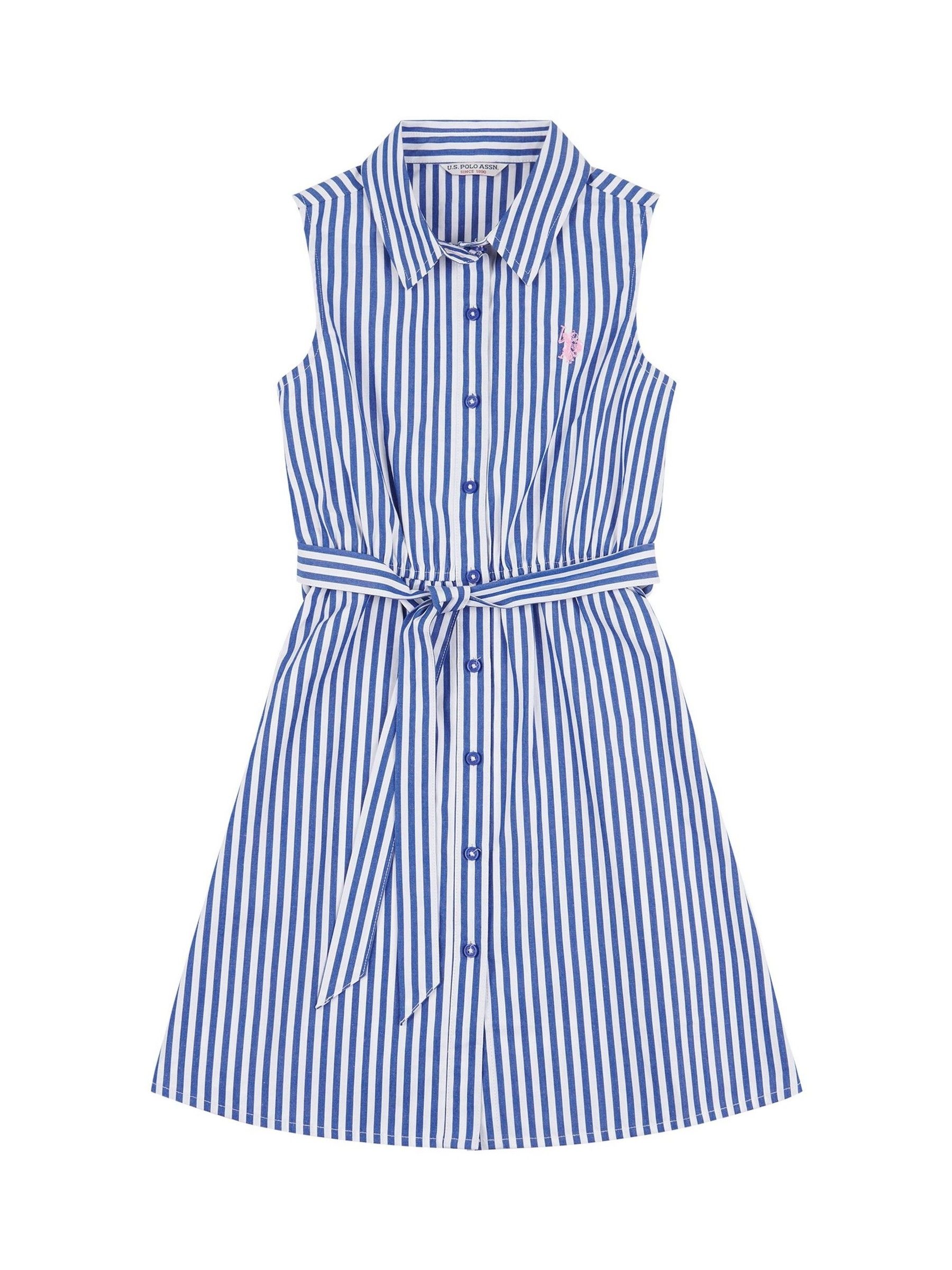 Striped sleeveless shirt dress cheap