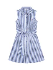 U.S. Polo Assn. Blue Girls Striped Sleeveless Shirt Dress - Image 5 of 6