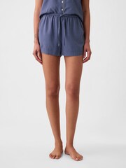 Gap Blue Linen-Blend Pyjama Shorts - Image 1 of 4