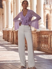 Sosandar Purple Ruffle Front Blouse - Image 2 of 5