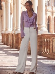 Sosandar Purple Ruffle Front Blouse - Image 4 of 5