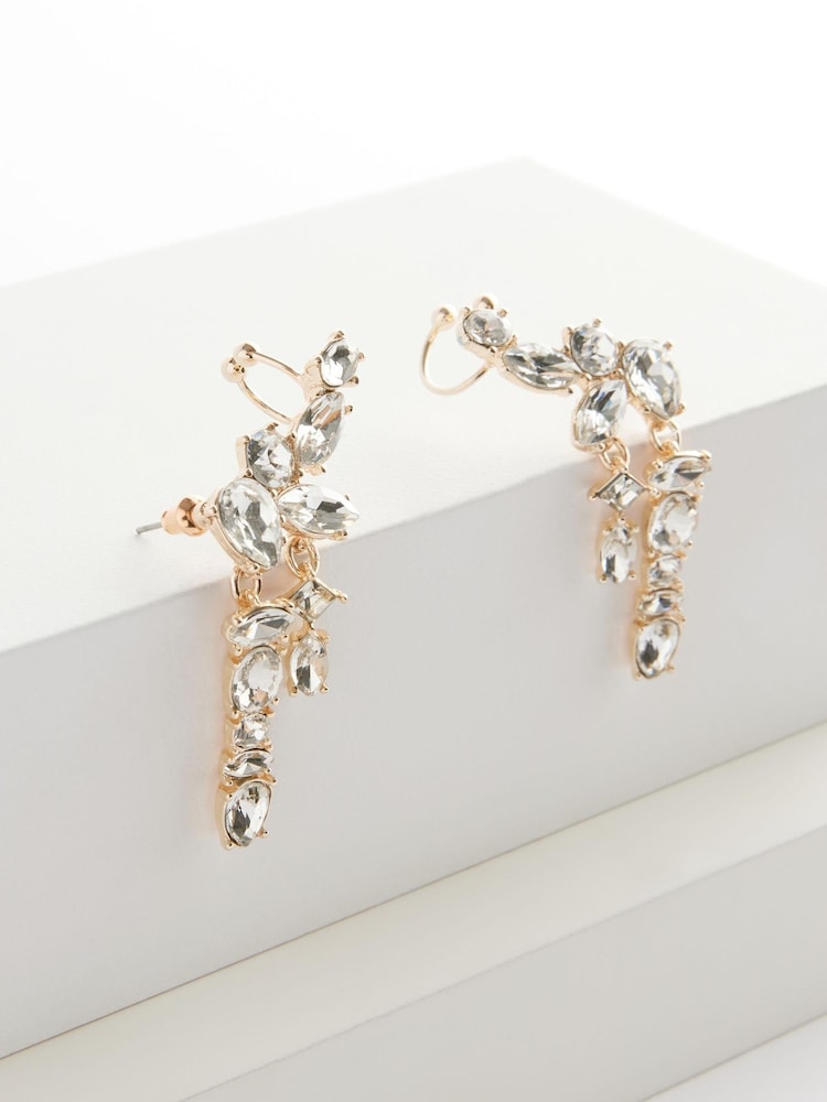 Gold Tone Statement Crawler Stud Earrings Made With Recycled Zinc - Image 5 of 5