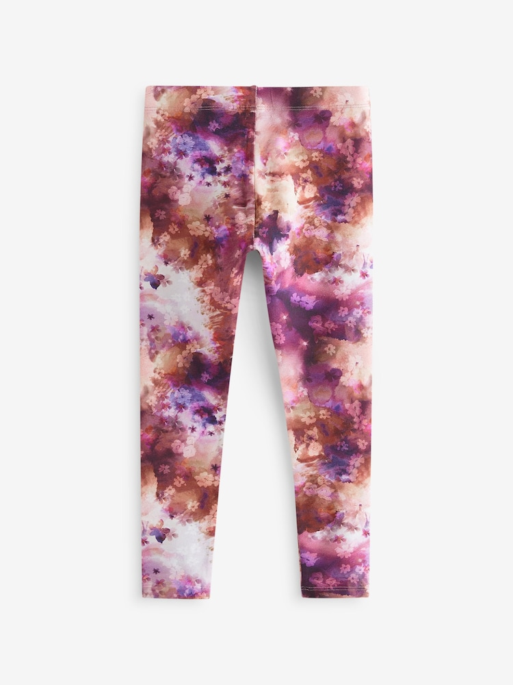 Purple/Pink Floral Printed Leggings (3-16yrs) - Image 2 of 3 Purple/Pink Floral Printed Leggings (3-16yrs) - Image 2 of 3
