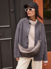 Chocolate Brown Leather Washed Sling Bag - Image 1 of 11