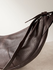 Chocolate Brown Leather Washed Sling Bag - Image 10 of 11