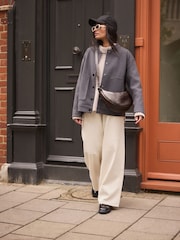 Chocolate Brown Leather Washed Sling Bag - Image 4 of 11