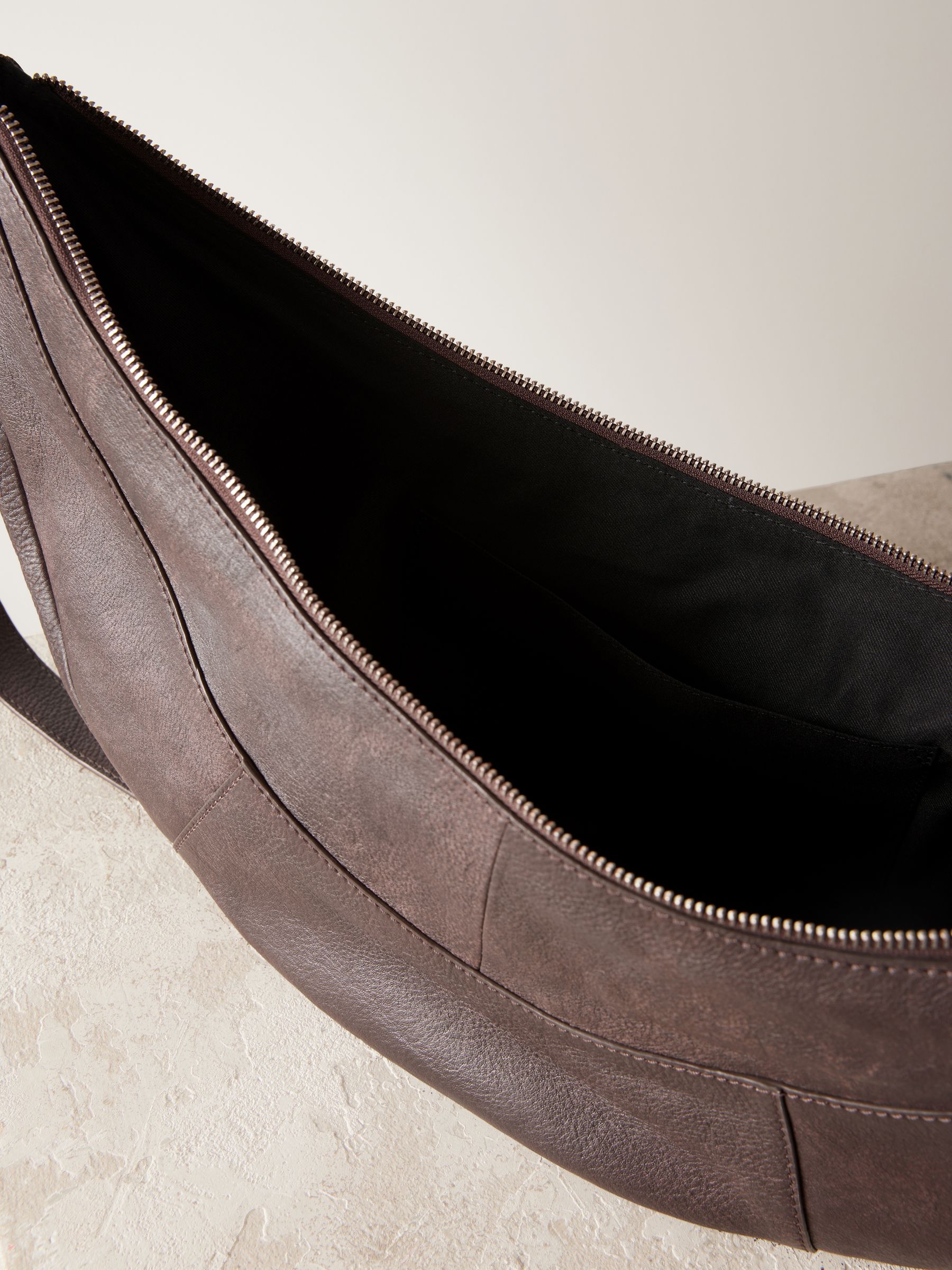 Buy Chocolate Brown Leather Washed Sling Bag from Next Luxembourg