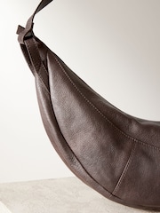 Chocolate Brown Leather Washed Sling Bag - Image 9 of 11