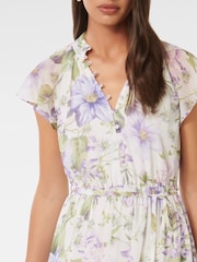 Forever New White Freya Flutter Sleeves Midi Dress - Image 2 of 4
