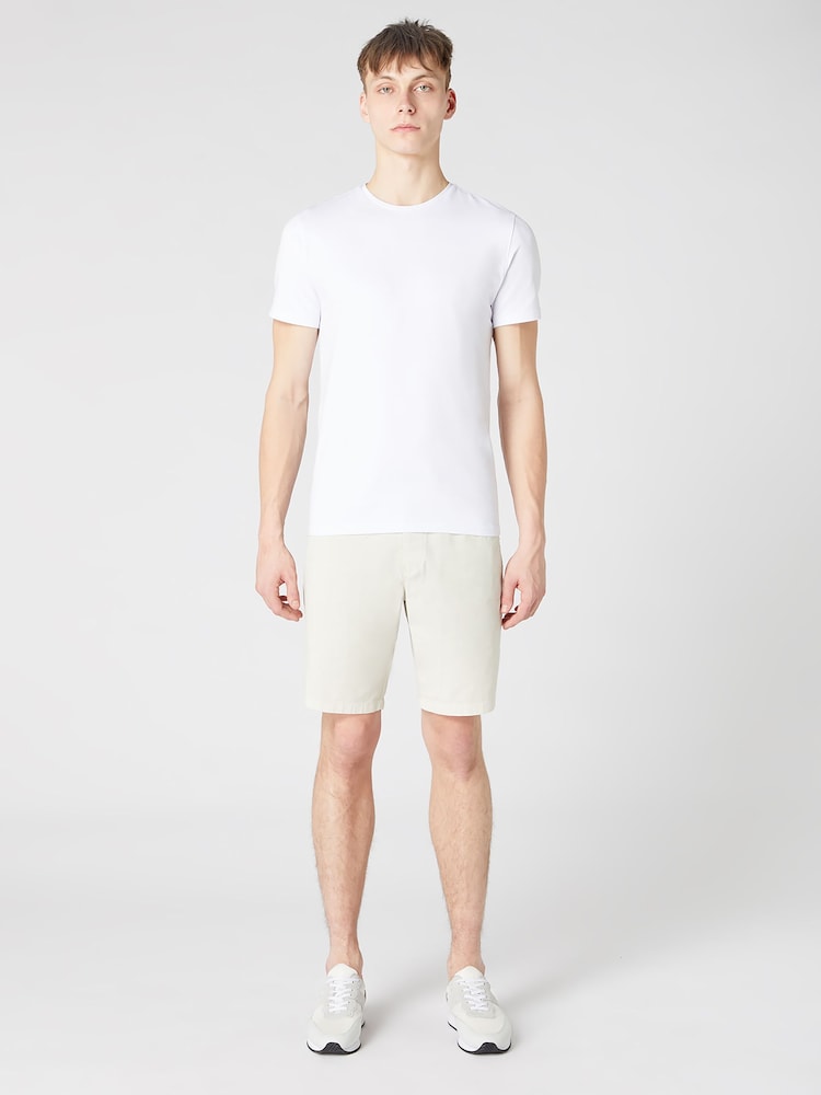 Remus Uomo Cream Slim Leg Tencel Stretch Chino Shorts - Image 1 of 6