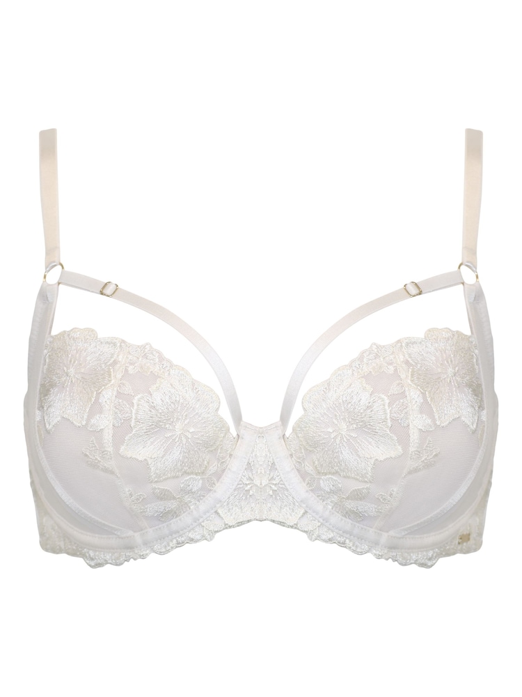Pour Moi White India Bold Floral Embroidery Non Pad Bra - Image 3 of 4