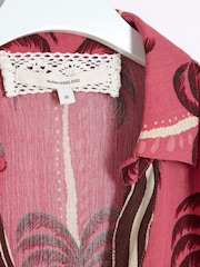River Island Pink Palm Tree Print Oversized Beach Shirt - Image 5 of 5