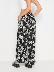 PixieGirl Petite Black Leaf Print Wide Leg 100% Cotton Trousers - Image 3 of 5
