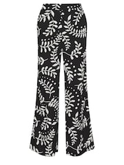 PixieGirl Petite Black Leaf Print Wide Leg 100% Cotton Trousers - Image 5 of 5