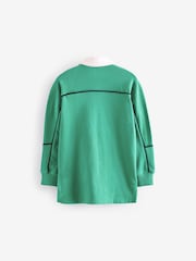 Green Long Sleeve Rugby 100% Cotton Polo Shirt (3-16yrs) - Image 2 of 4