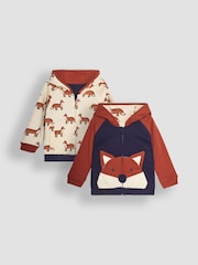 JoJo Maman Bébé Rust Fox Applique Reversible Hoodie - Image 1 of 8