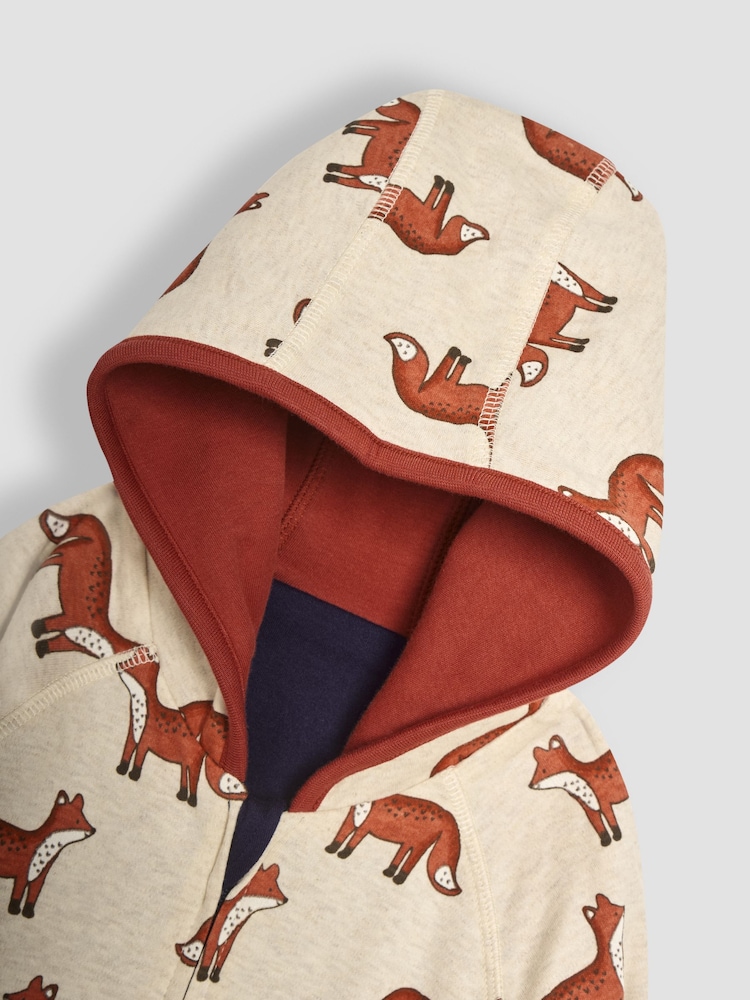 JoJo Maman Bébé Rust Fox Applique Reversible Hoodie - Image 8 of 8