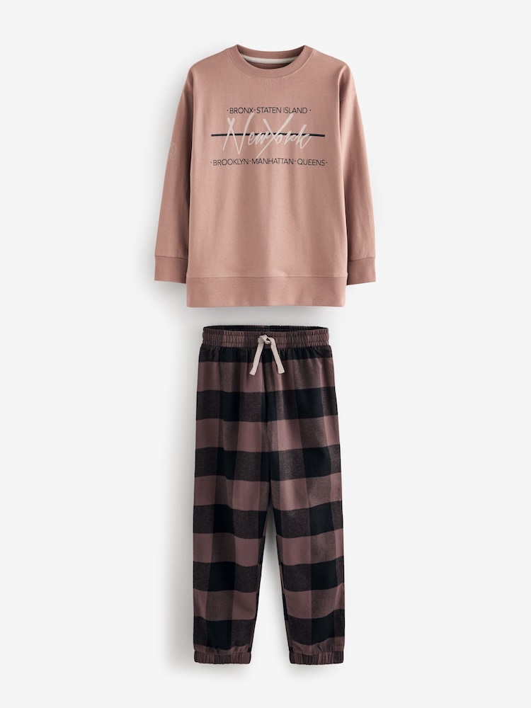 Neutral/Black Woven Check Pyjamas 3 Pack (3-16yrs) - Image 11 of 15