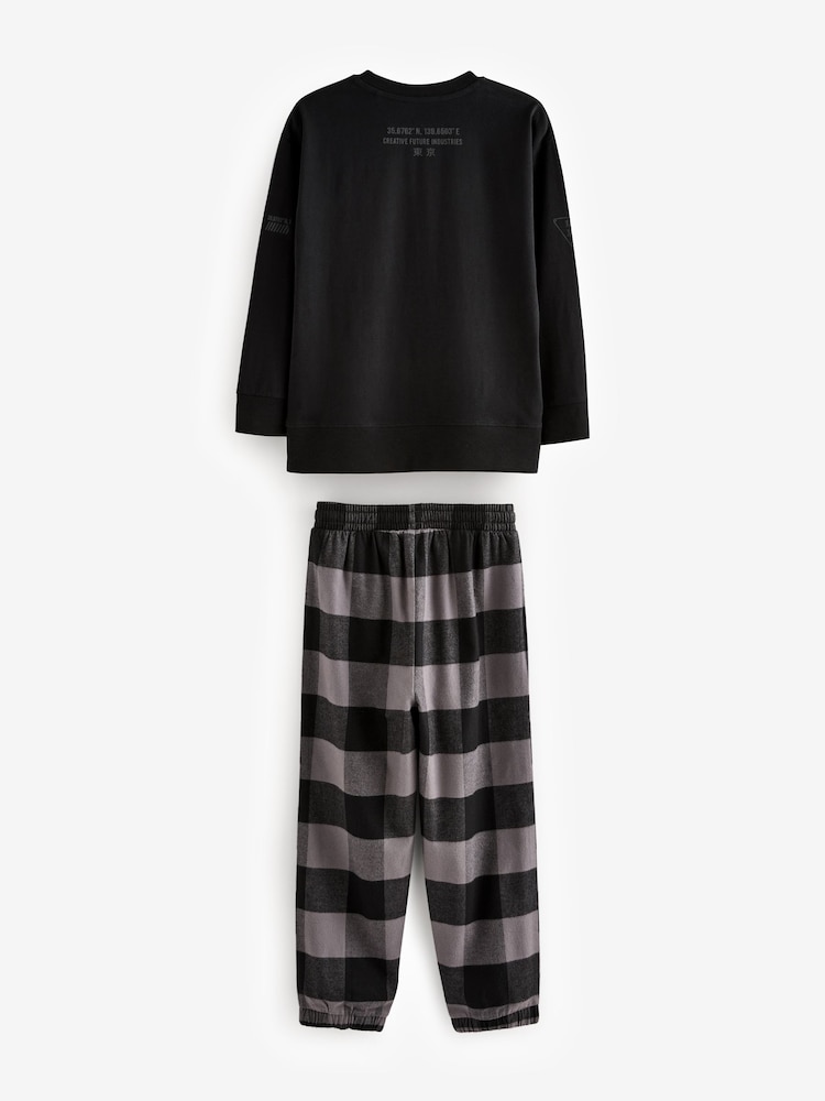 Neutral/Black Woven Check Pyjamas 3 Pack (3-16yrs) - Image 13 of 15