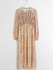 River Island Cream Floral Embellished Smock Midi Dress - Image 5 of 6